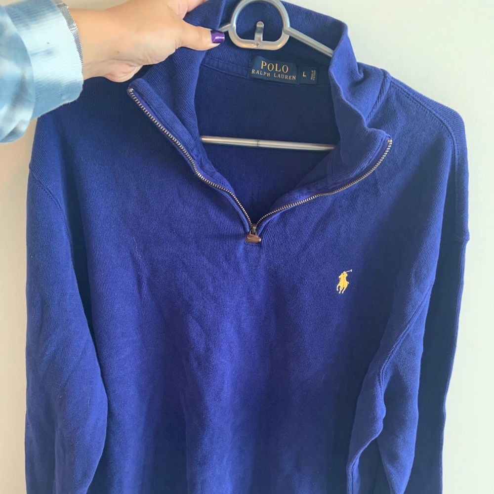 Polo Ralph Lauren Blue Quarterzip Pullover sweater